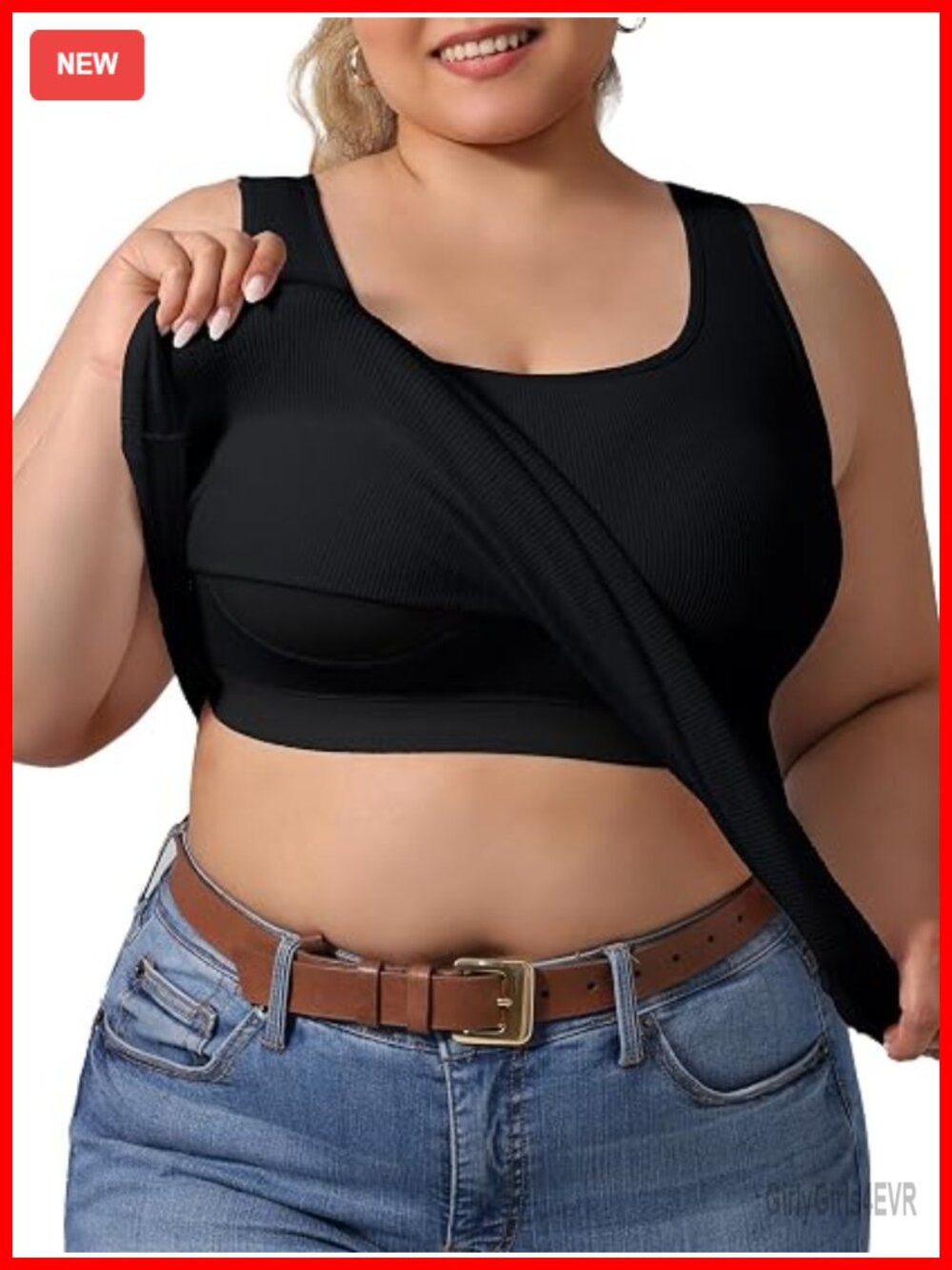 Plus Size Tank Top with Built-in Bra, Padded Racerback, Gym Yoga Athletic Top